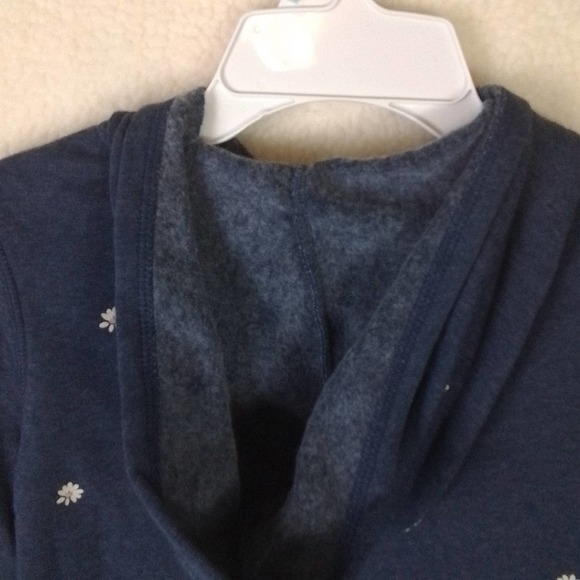 Oshkosh Full Zip‎ Fleece Hoodie Girl's Size 5T in Denim Blue w/ White Daisies - Picture 11 of 13